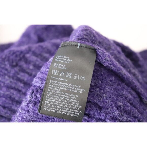H&M Women's Size XS Purple Pullover Cableknit T-Neck Wool Turtleneck Sweater NWT - Picture 5 of 7